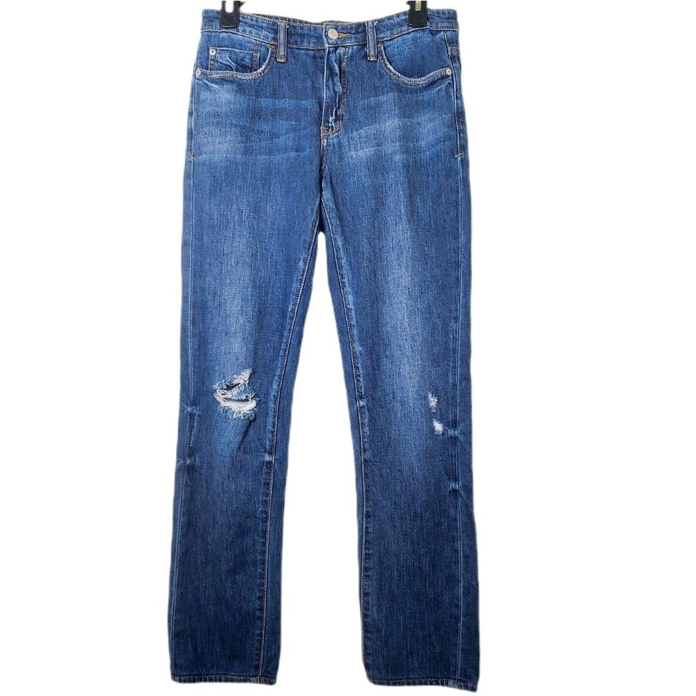 PILCRO Anthropologie Slim Boyfriend Crop Jean Distressed Blue Denim Size 26 Tall